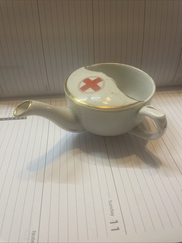 Antique red cross porcelain - red,